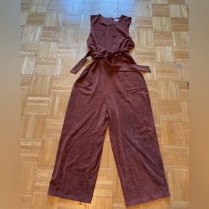 Anthropologie Faux Suede Sleeveless Jumpsuit